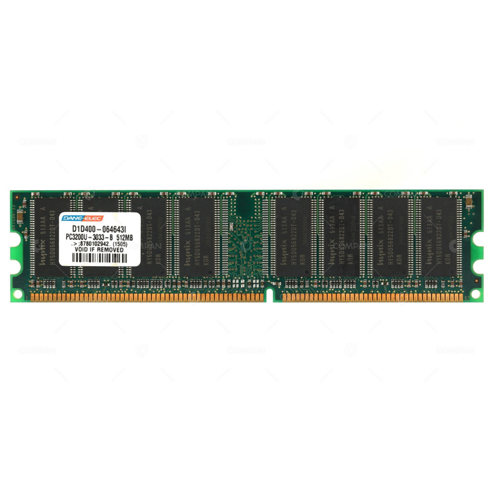 D1D400-064643I DANE-ELEC MEMORY 512MB PC3200U DDR 400MHZ 184 PIN CL3 NON ECC UDIMM -